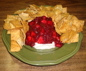 Kangaroo Pita Chips - Cranberry Chutney and Cream Cheese